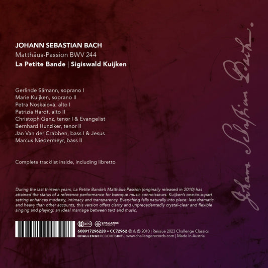 J.S. Bach: Matthaus-Passion, BWV 244 (reissue)