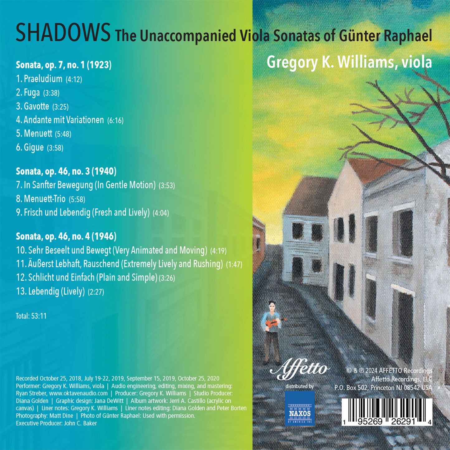 Shadows: Günter Raphael's Unaccompanied Viola Sonatas / Williams
