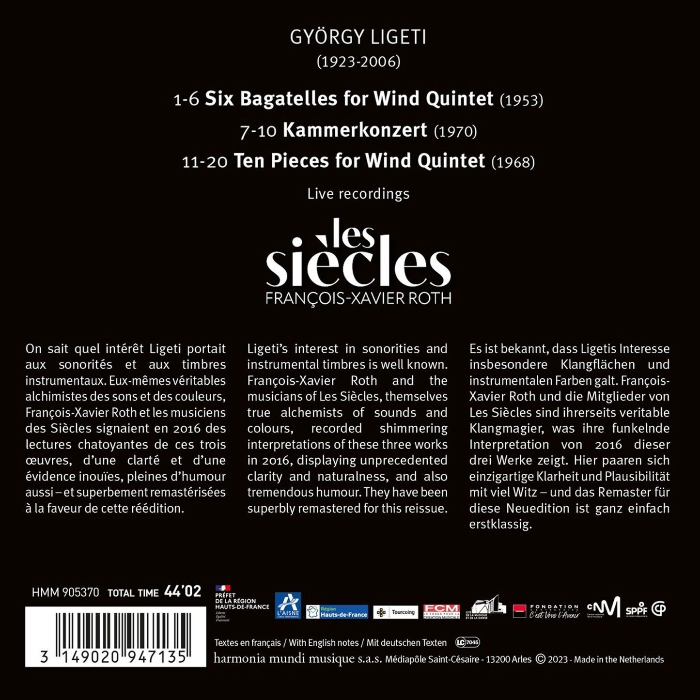 LIGETI: SIX BAGATELLES CHAMBER CONCERTO & TEN