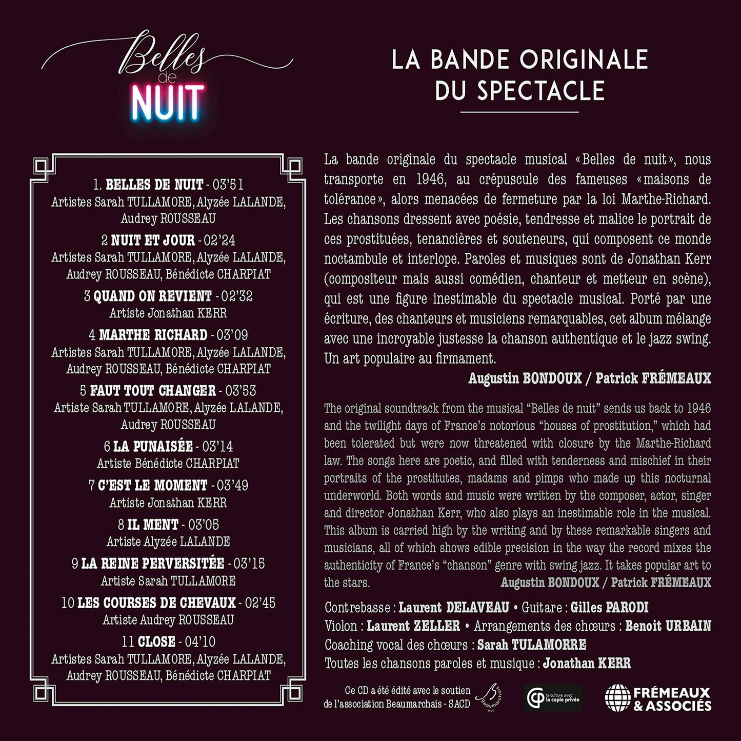 Kerr: Belles de nuit La Bande Originale du spectacle