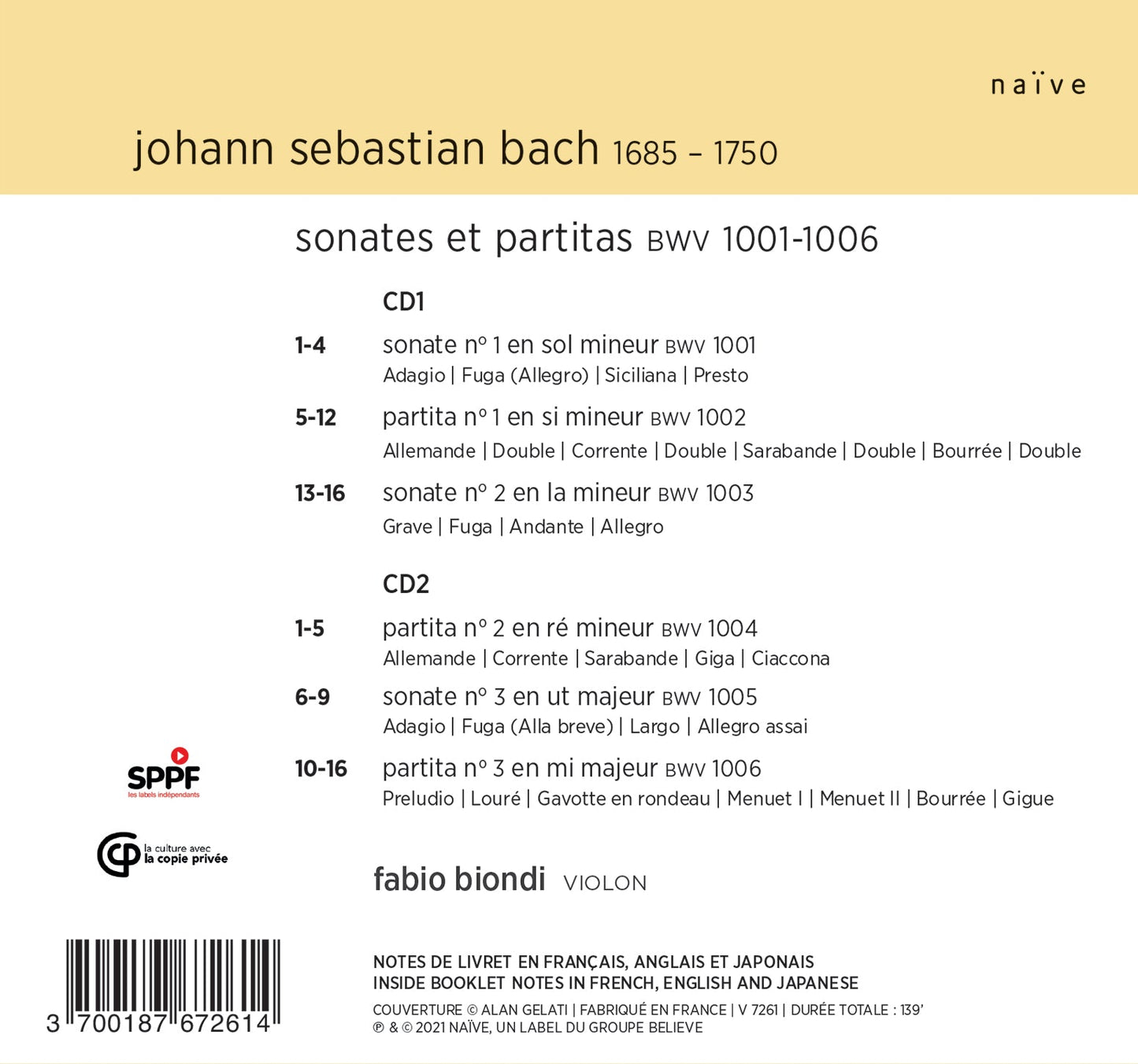 Sonatas And Partitas  Fabio Biondi