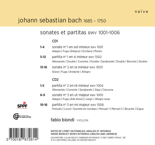 Sonatas And Partitas  Fabio Biondi