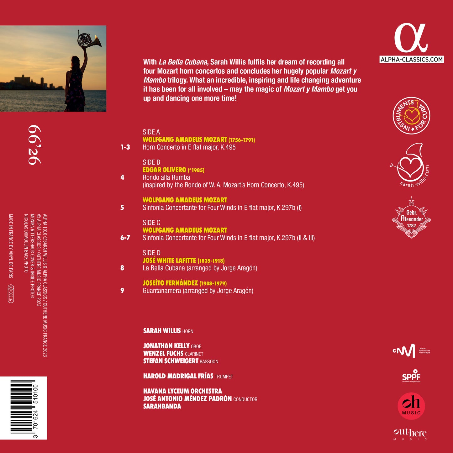 Mozart Y Mambo - La Bella Cubana  Sarah Willis, Jonathan Kelly, Wenzel Fuchs, Stefan Schweigert, Harold Madrigal Frias, Havana Lyceum