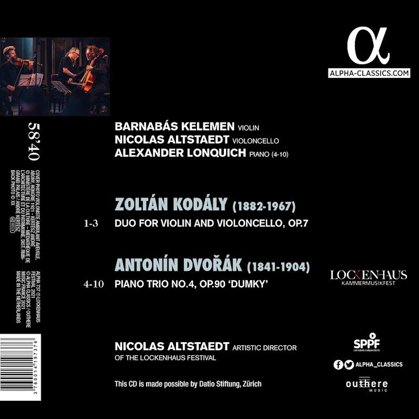 Kodály: Duo For Violin And Violoncello, Op. 7 - Dvorák: Pian