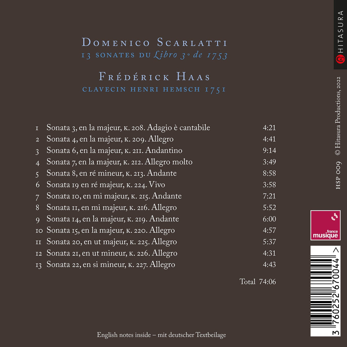 Scarlatti: 13 Sonates du Libro 3° de 1753