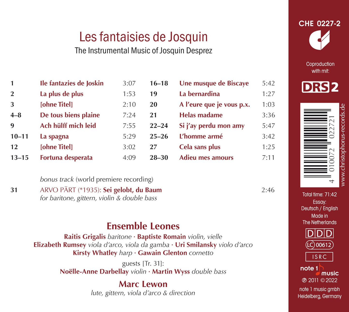 LES FANTASIES DE JOSQUIN