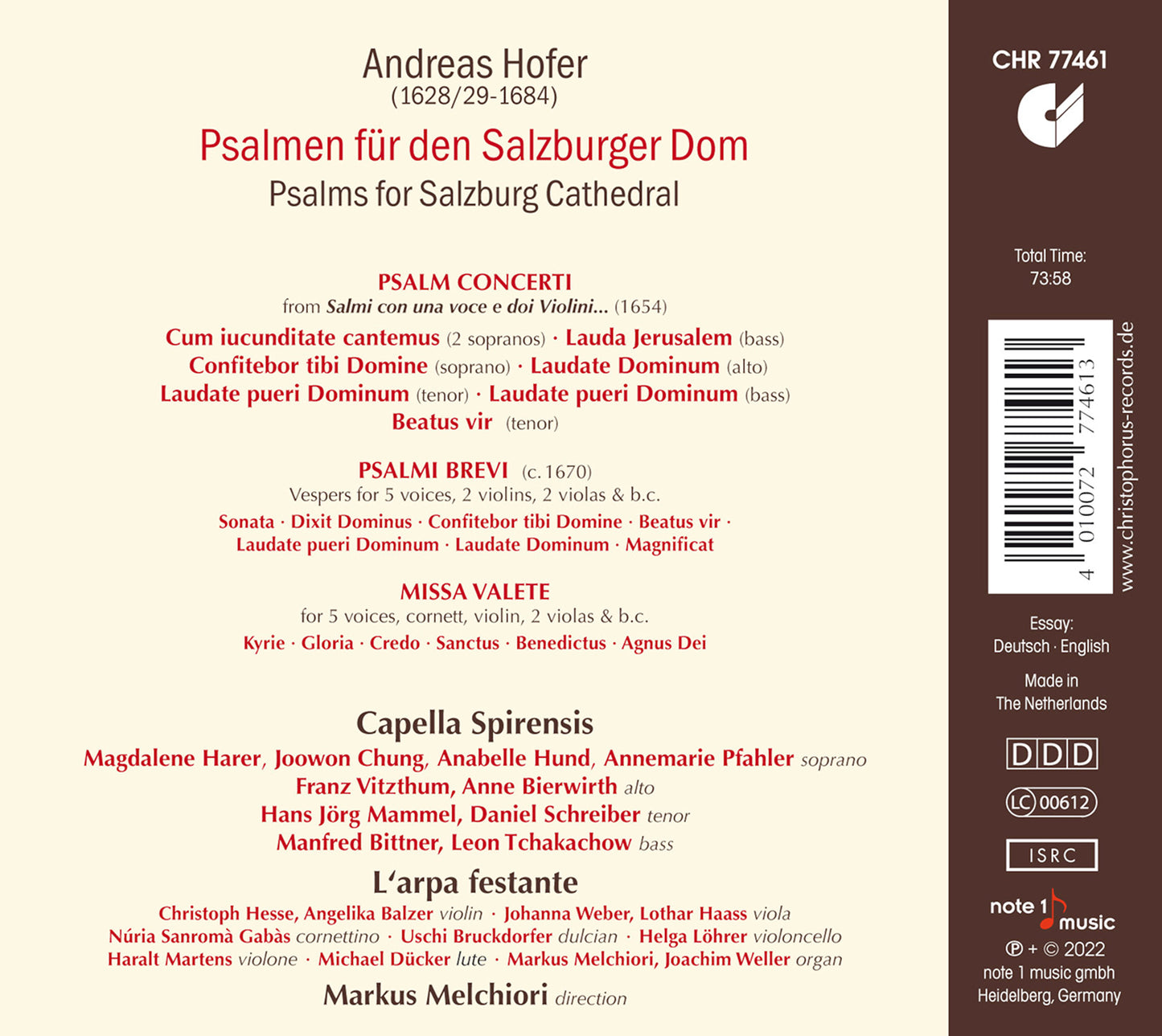 Hofer: Psalms For Salzburg Cathedral
