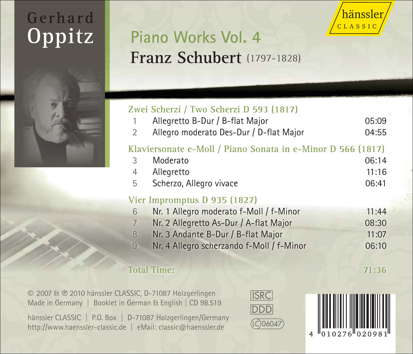 Schubert: Piano Works, Vol. 4 / Oppitz