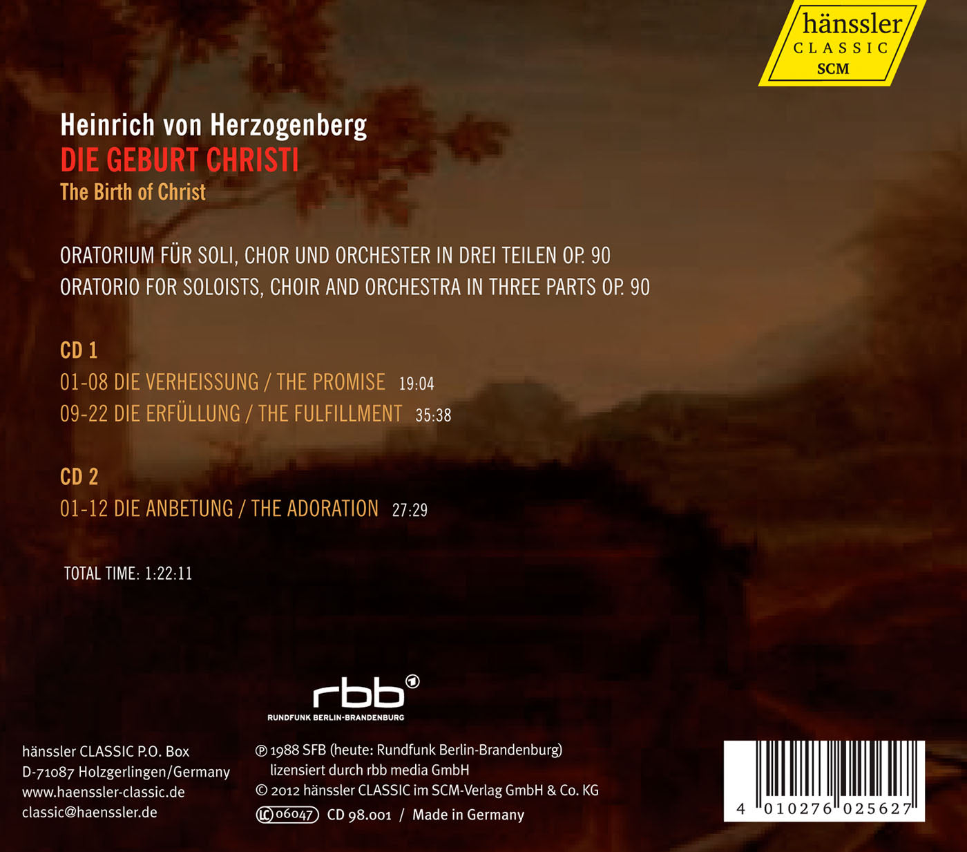 Herzogenberg: The Birth of Christ / Oriol Ensemble