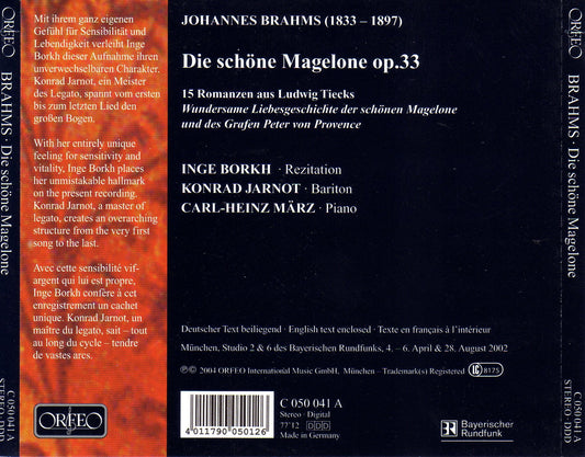 Brahms: 15 Romanzen, Op. 33 "Magelone-Lieder"