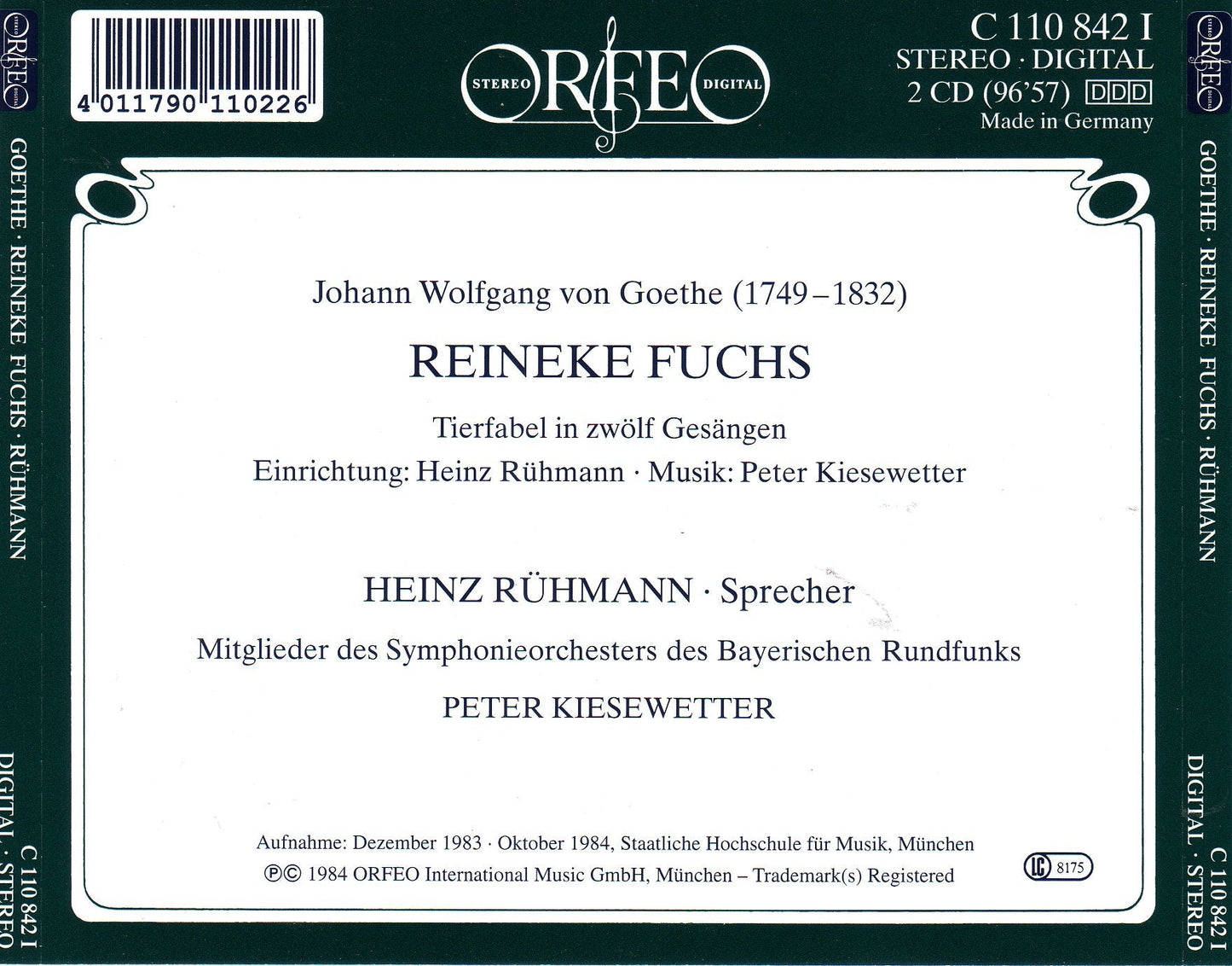 Kiesewetter: Reineke Fuchs (Arr. H. Ruhmann for Narrator & C