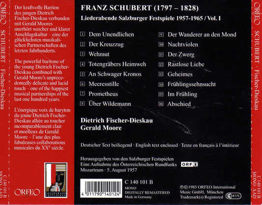 Schubert: Vocal Works, Vol 1 (Live)