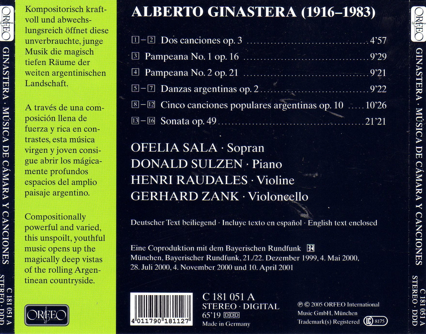 Ginastera: Chamber & Vocal Works