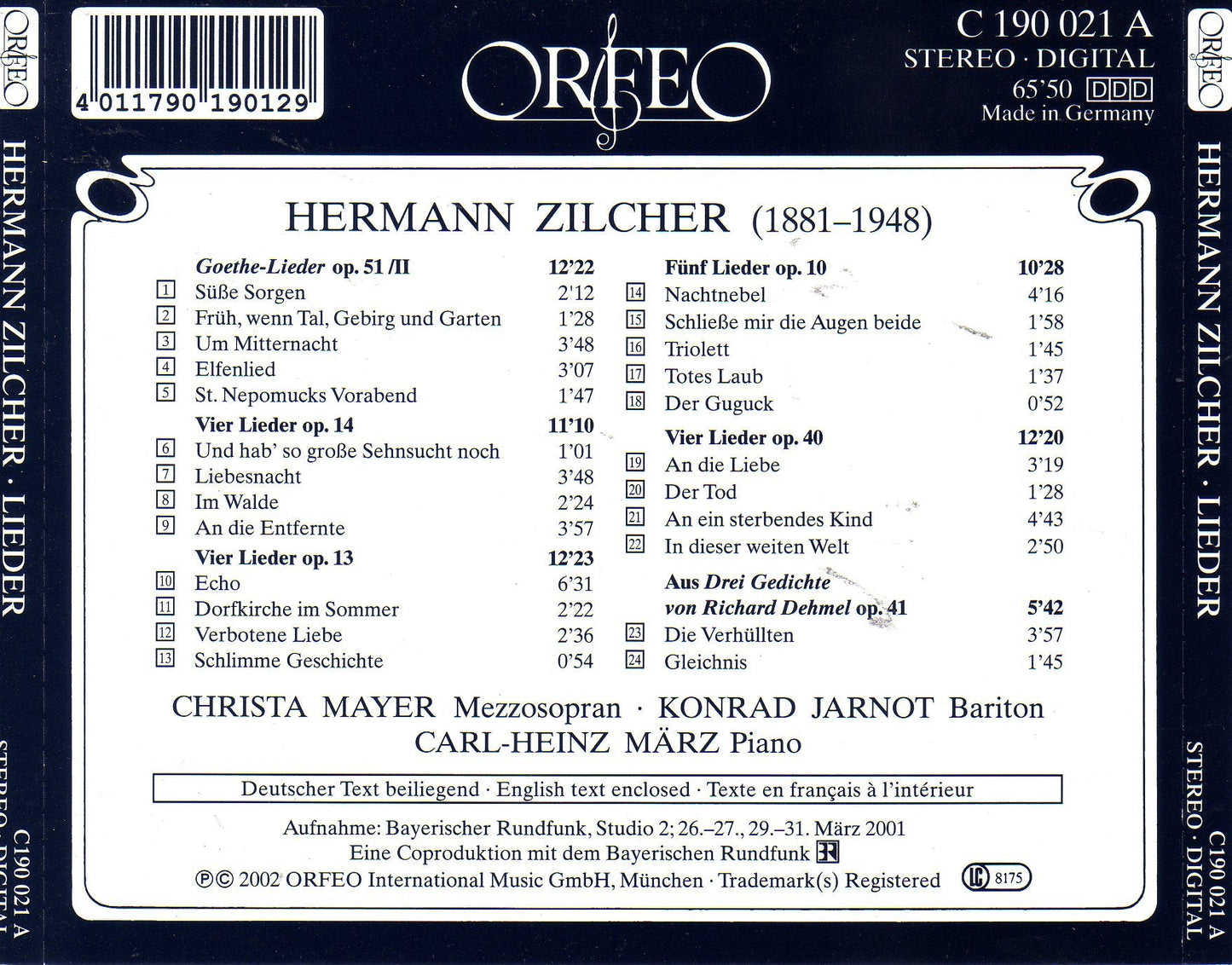 Zilcher: Lieder