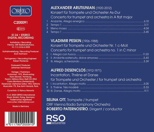 Arutiunian - Peskin - Desenclos: Trumpet Concertos  Ott, Paternostro, Orf Vienna Radio Symphony Orchestra