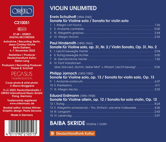 Erdmann, Hindemith, Jarnach & Schulhoff: Violin Unlimited