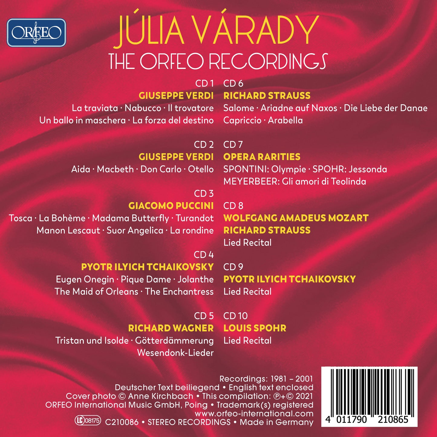Júlia Várady - The Orfeo Recordings