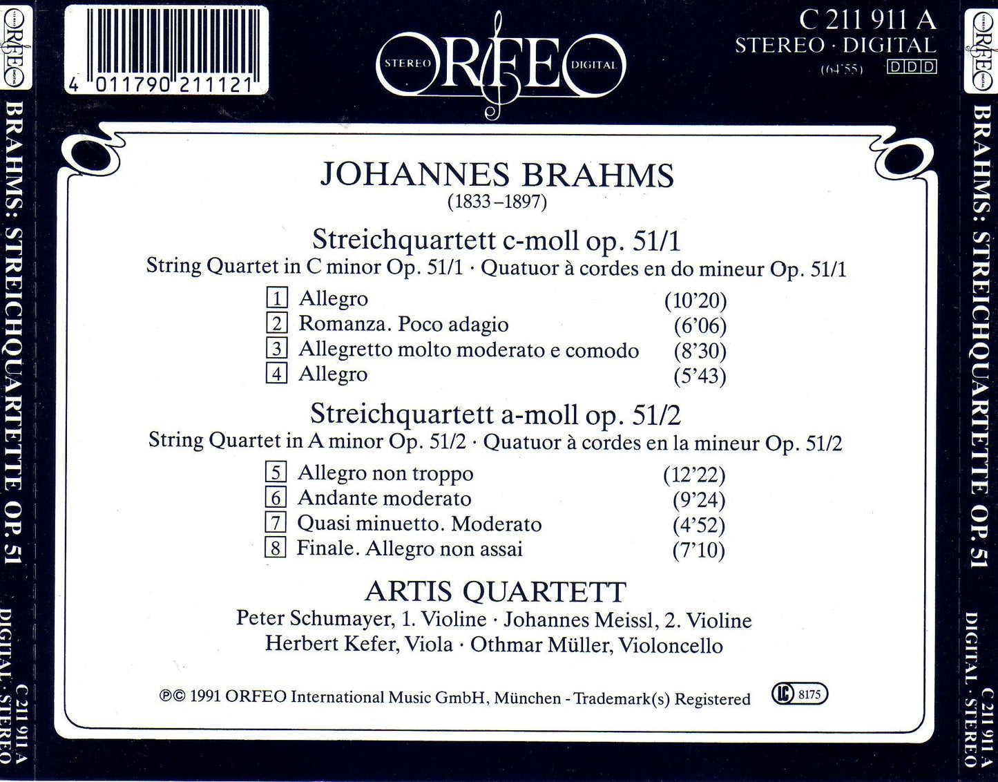 Brahms: String Quartets Nos. 1 & 2, Op. 51