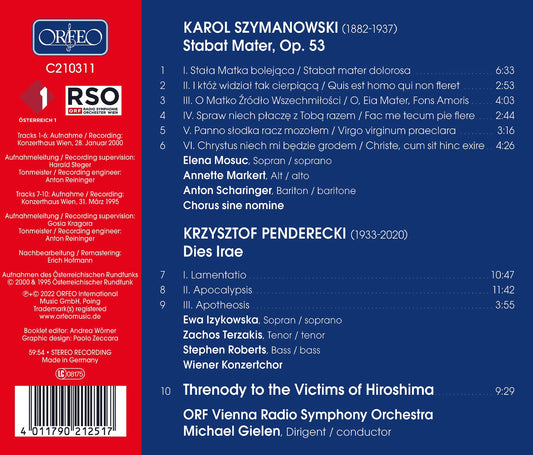 Szymanowski: Stabat Mater; Penderecki: Dies Irae