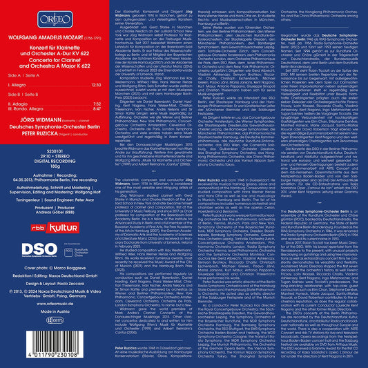 Mozart: Concerto For Clarinet & Orchestra A Major, K622 Jorg Widmann, Deutsches Symphonie-Orchester Berlin