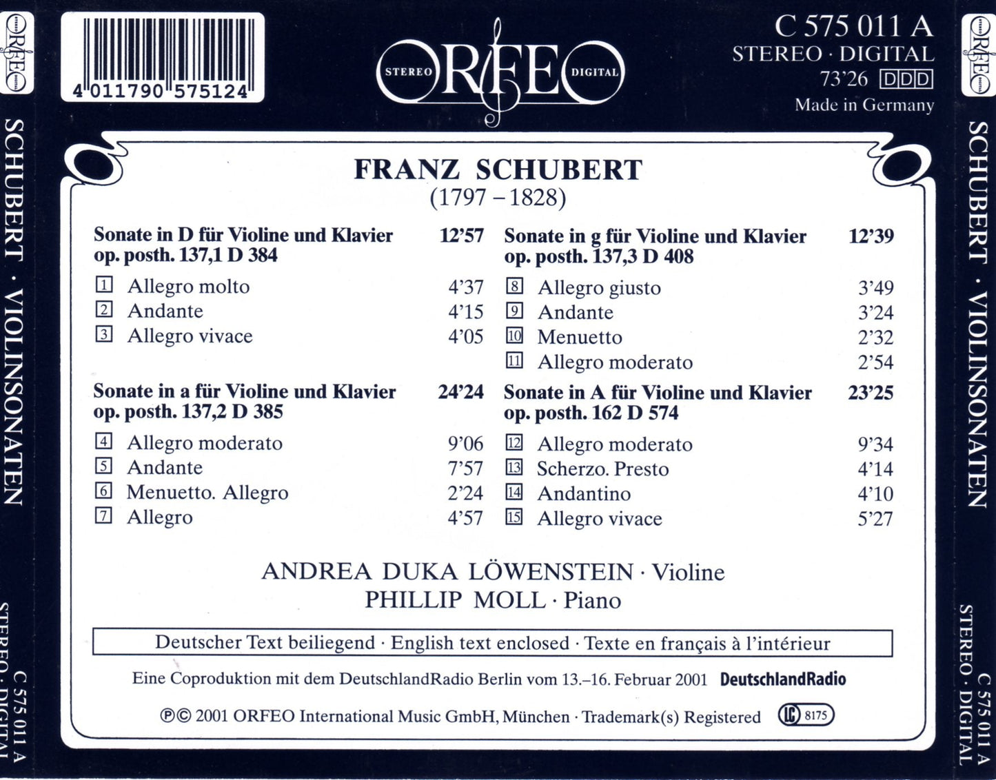 Schubert: Violin Sonatas Op. 137 Nos. 1-3 & 162