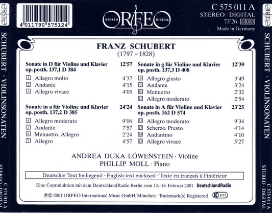 Schubert: Violin Sonatas Op. 137 Nos. 1-3 & 162