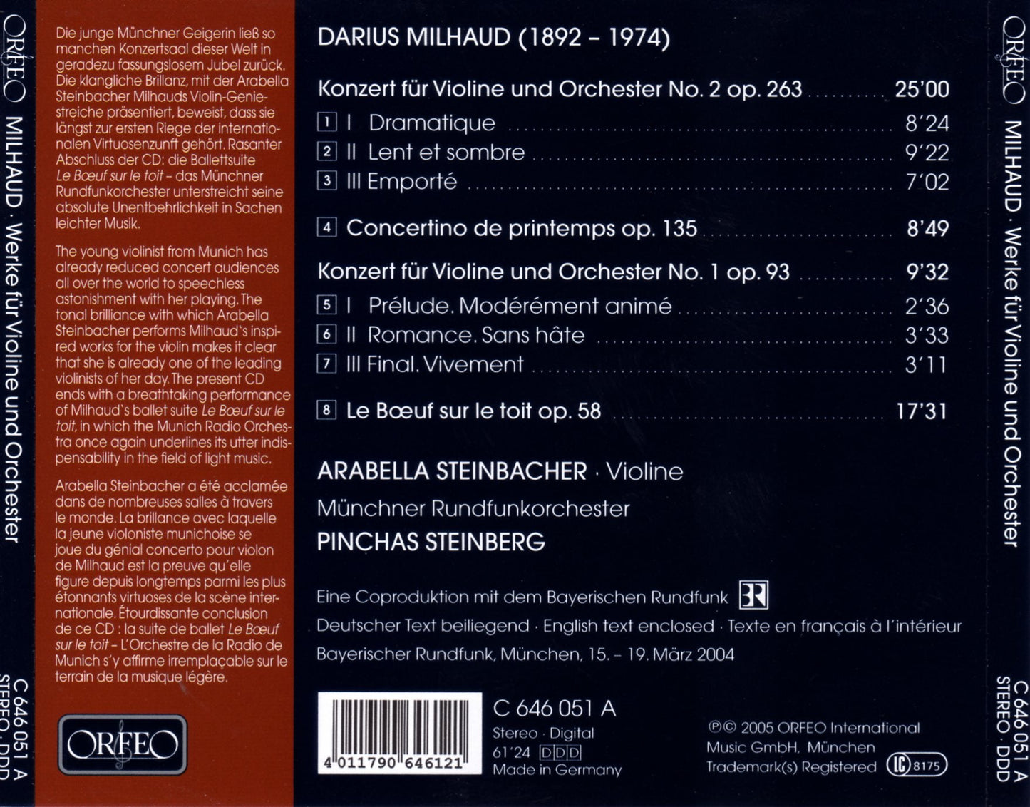 Milhaud: Works for Violin
