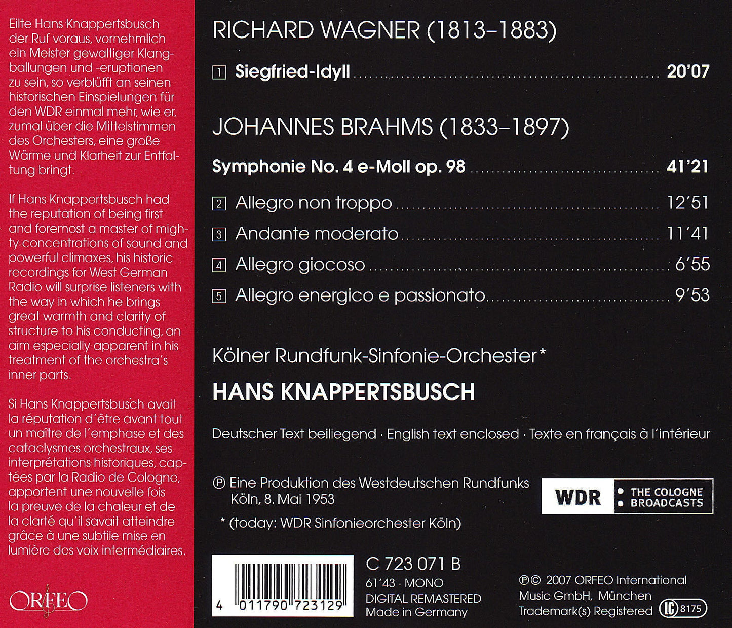Brahms & Wagner: Works for Orchestra (Live)
