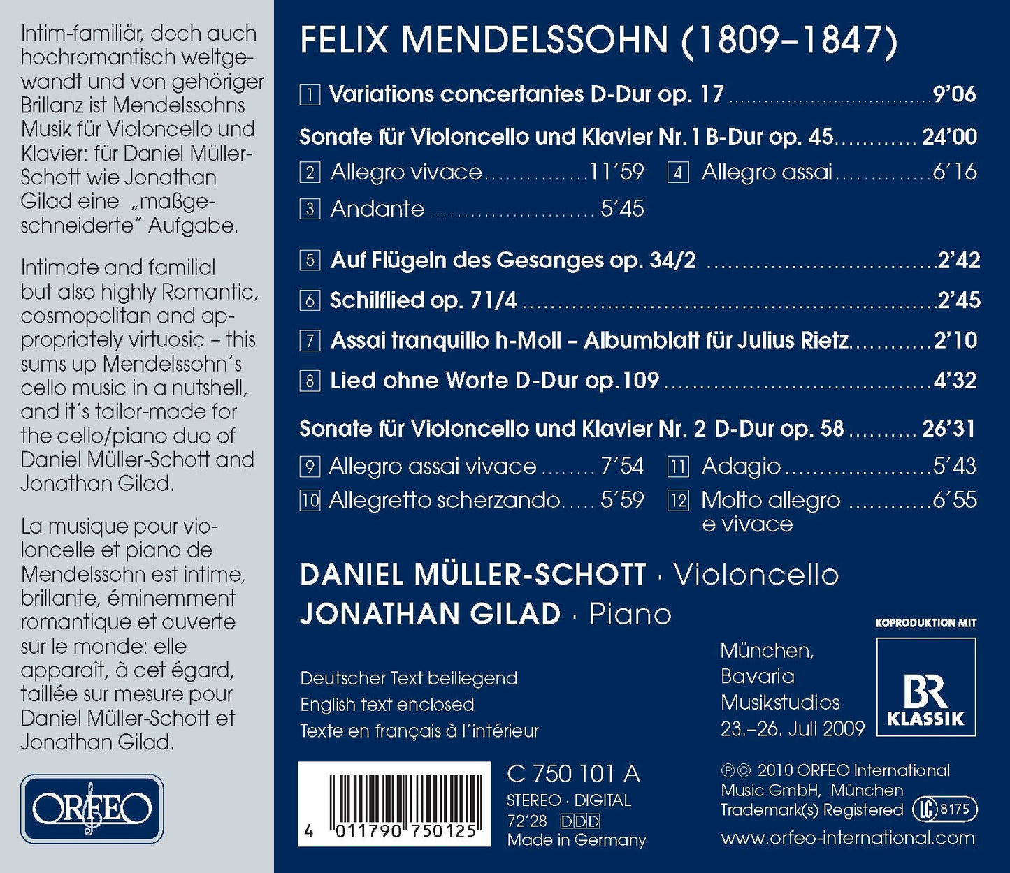Mendelssohn: Works for Cello & Piano