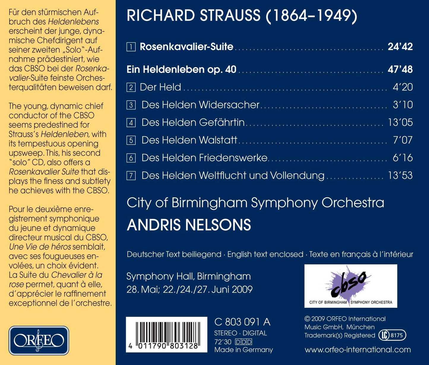 R. Strauss: Der Rosenkavalier Suite & Ein Heldenleben