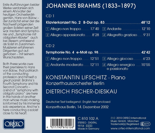 Brahms: Piano Concerto No. 2, Op. 83 & Symphony No. 4, Op. 9