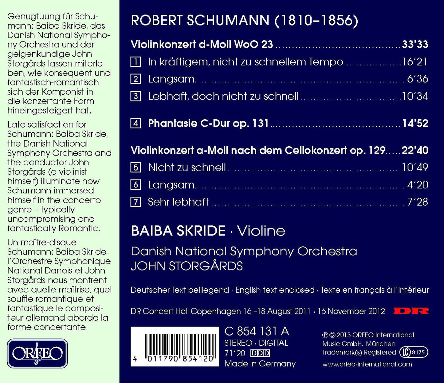 Schumann: Violin Concertos & Phantasie in C Major, Op. 131