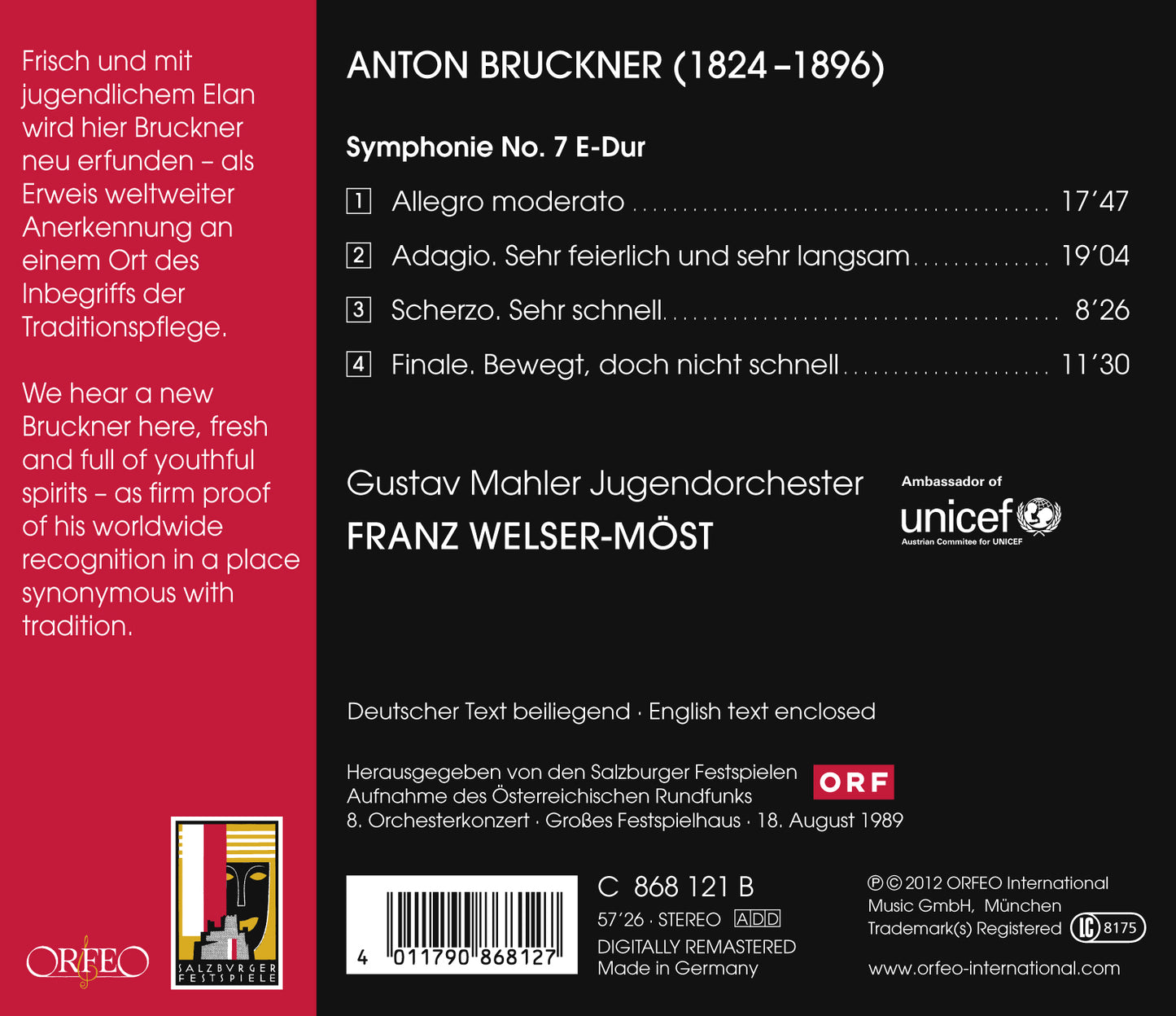 Bruckner: Symphony No. 7 in E Major, WAB 107 (Live)