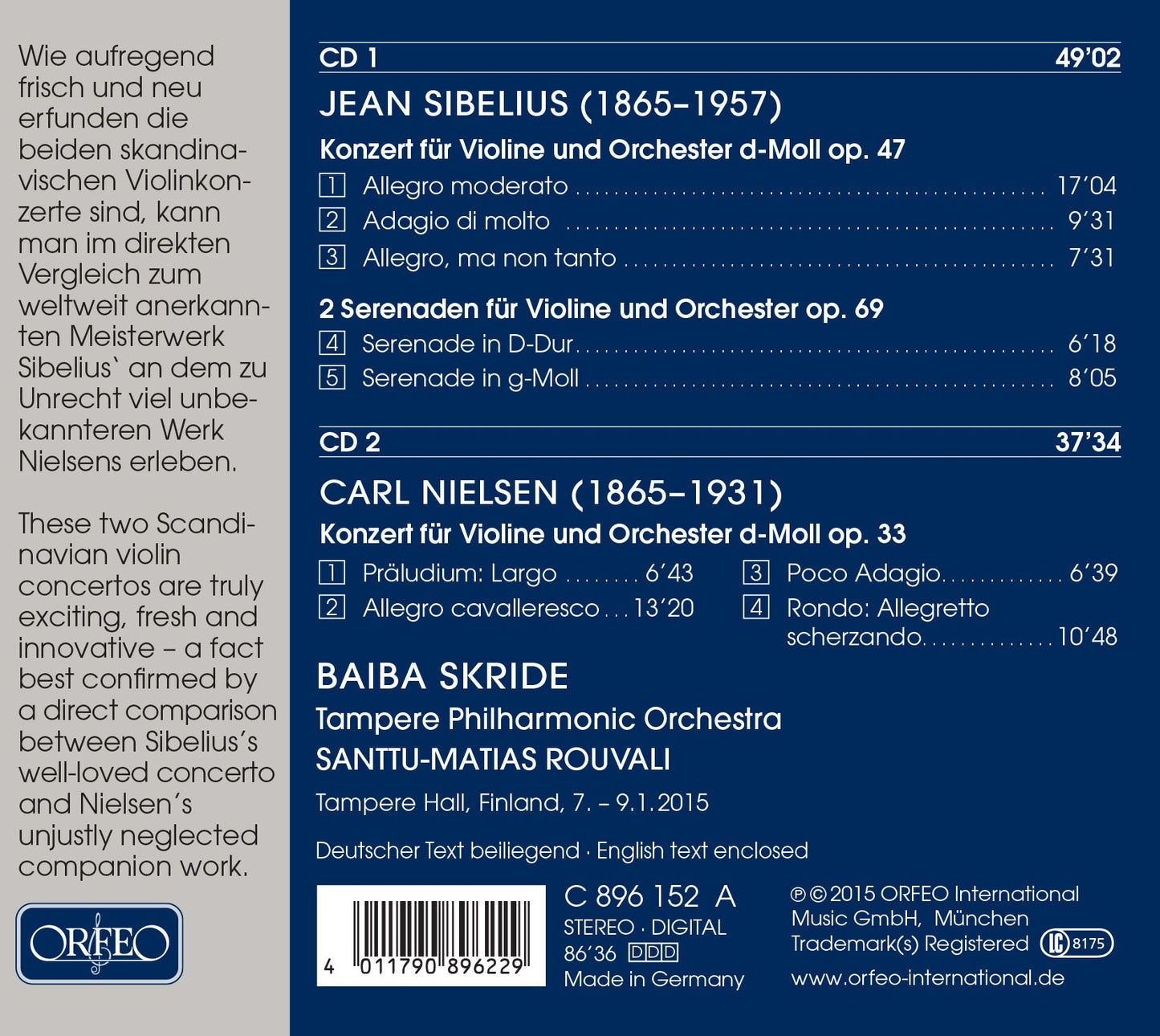 Sibelius & Nielsen: Violin Works