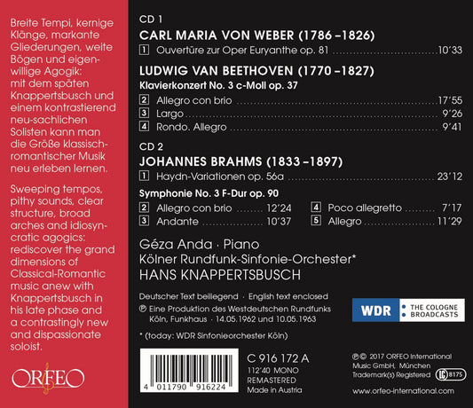Weber, Beethoven & Brahms: Orchestral Works (Live)
