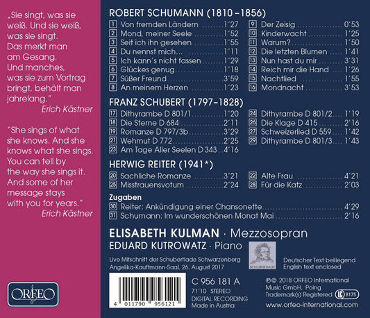 Schumann, Schubert & Reiter: Lieder