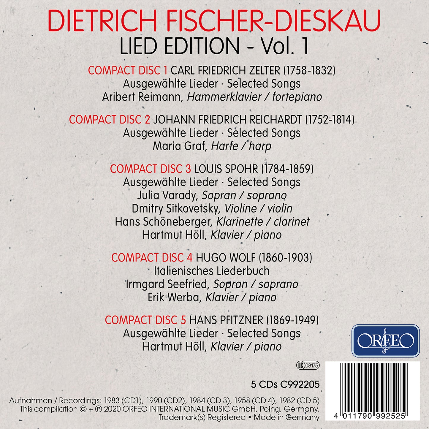 Dietrich Fischer-Dieskau: Lied Edition, Vol. 1