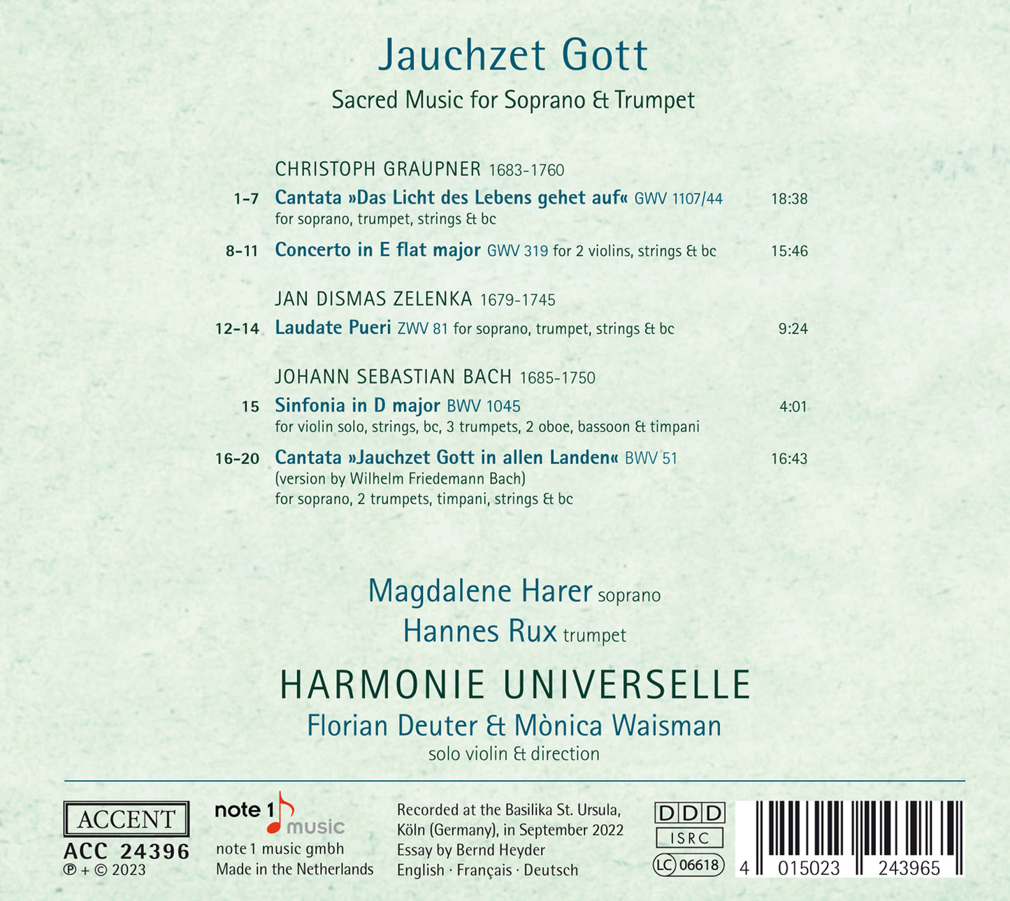 J.S. Bach, Graupner & Zelenka: Jauchzet Gott - Sacred Music