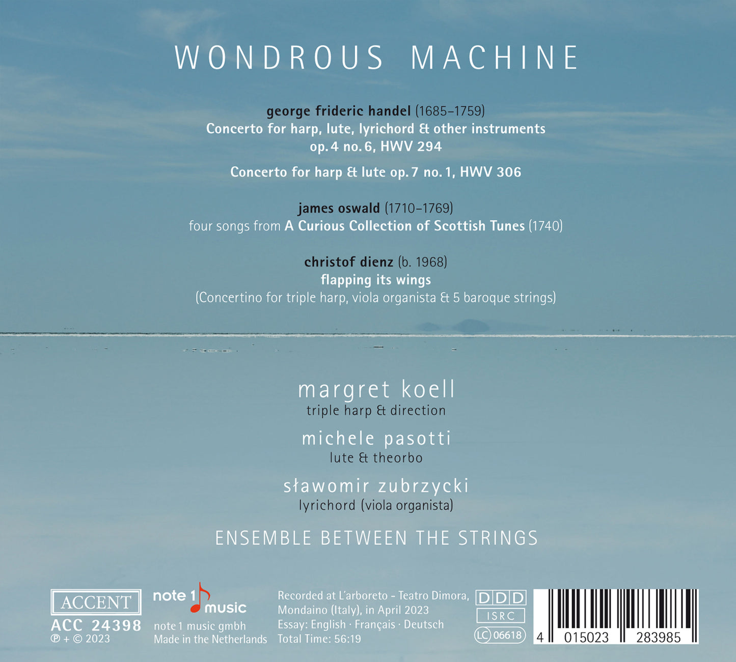 Dienz, Handel & Oswald: Woundrous Machine  Margret Koell, Michele Pasotti, Slawomir Zubrzycki, Ensemble Between The Strings