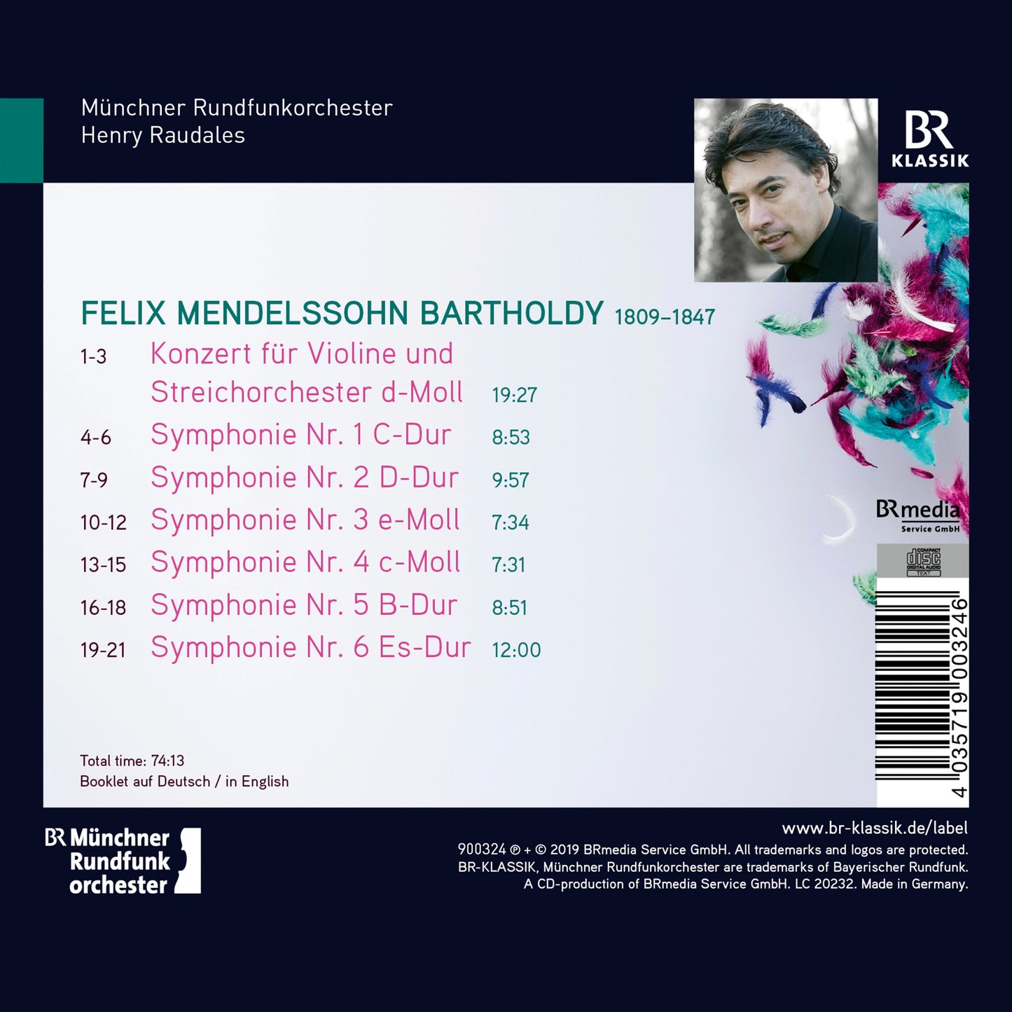 Mendelssohn: Violin Concerto In D Minor & String Symphonies  Muenchner Rundfunkorchester, Raudales