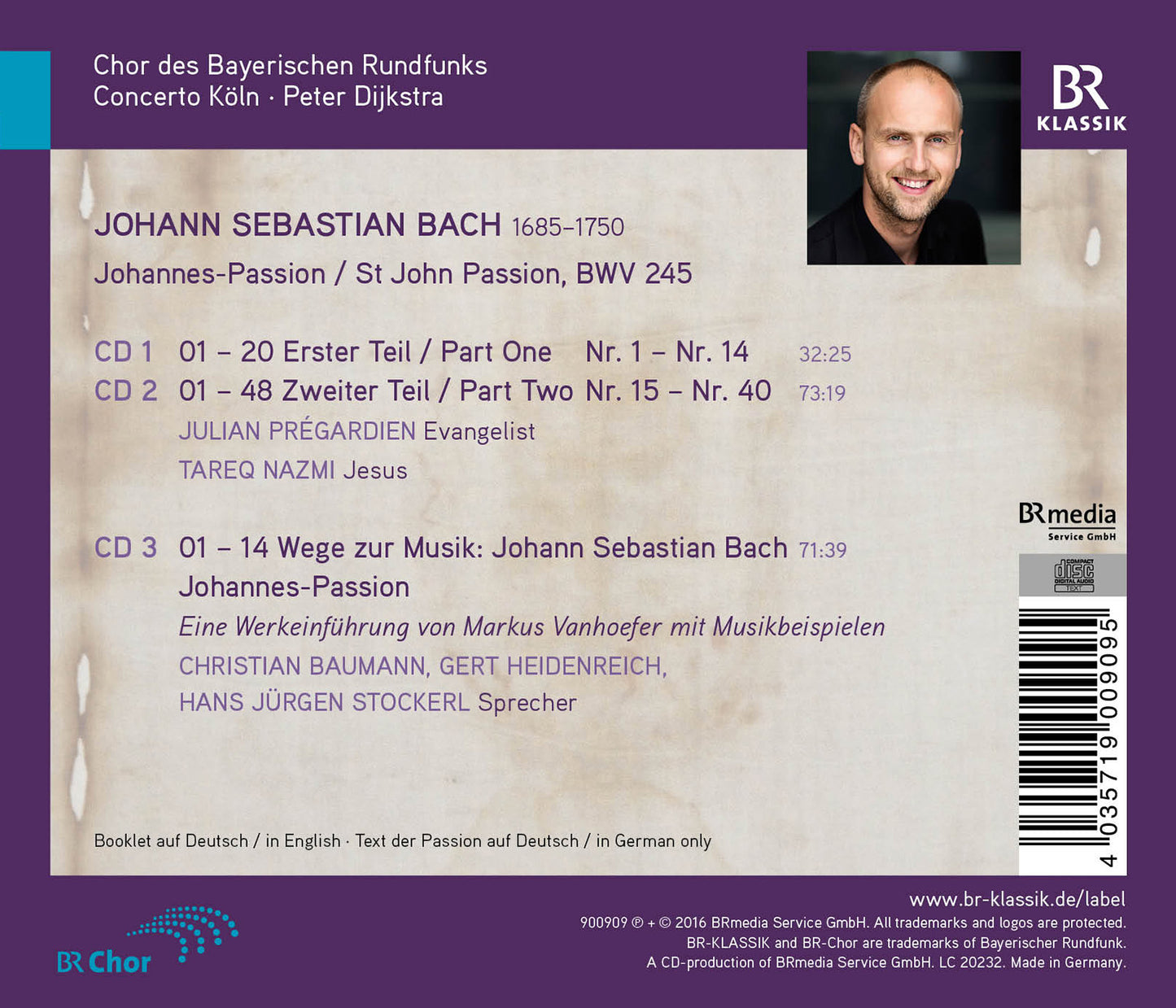 Johann Sebastian Bach: Johannes-Passion, Bwv 245  Pregardien, Nazmi, Strazanac, Landshamer, Malotta, Lichdi, Bruninghaus, Burkhart, Yung Oh, Hirtreite