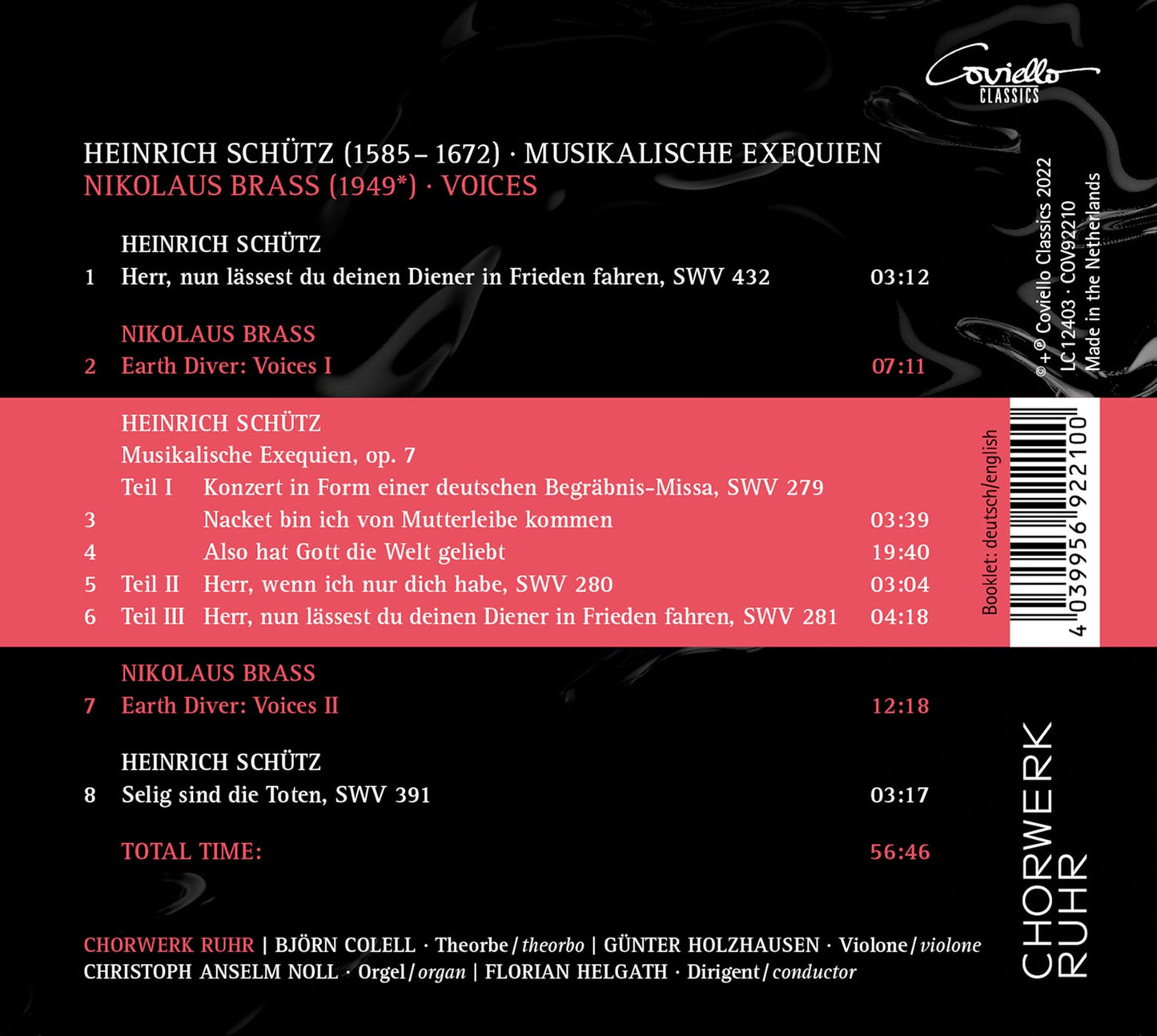 Schutz: Musikalische Exequien; Brass: Voices