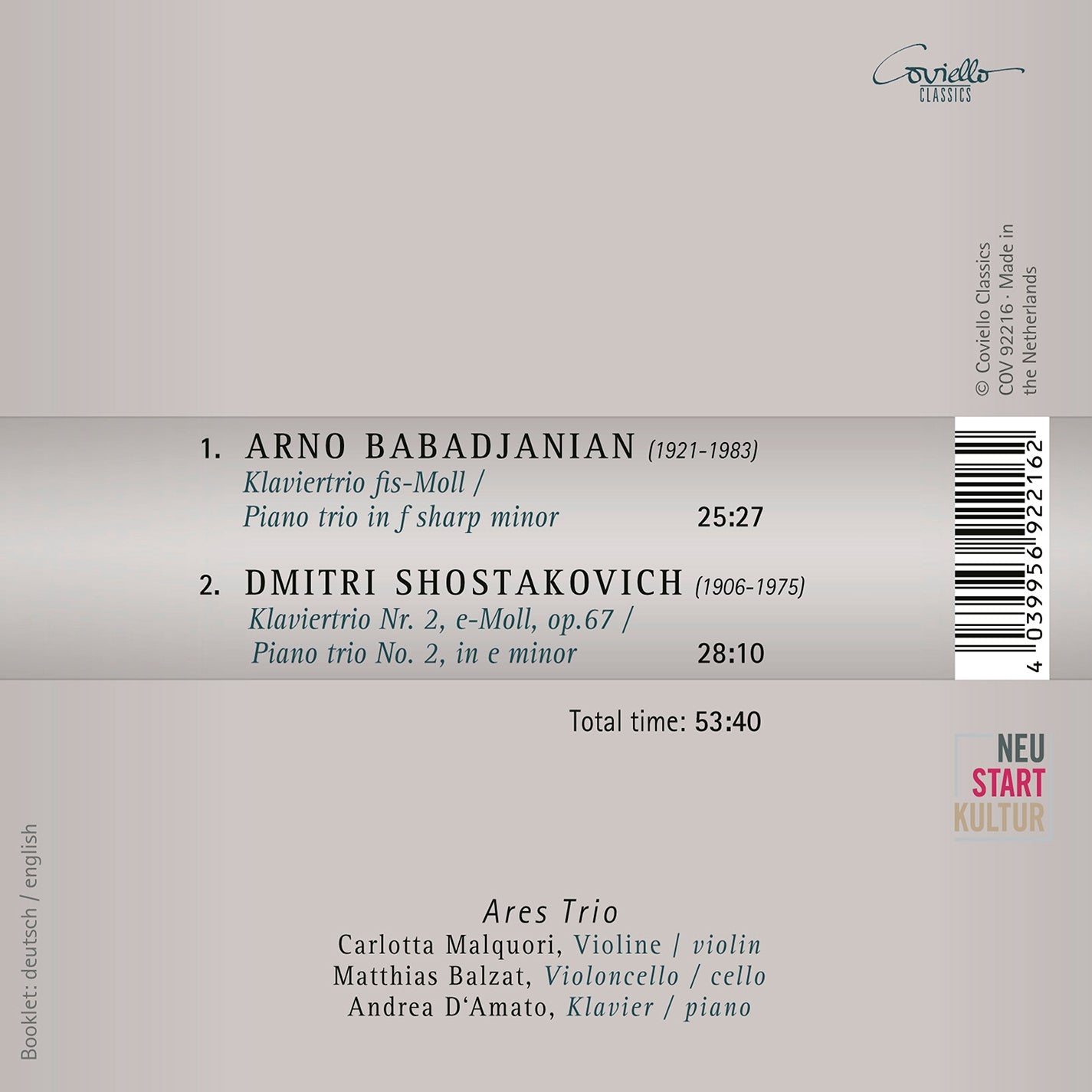 Babadjanian: Piano Trio; Shostakovich: Piano Trio No. 2