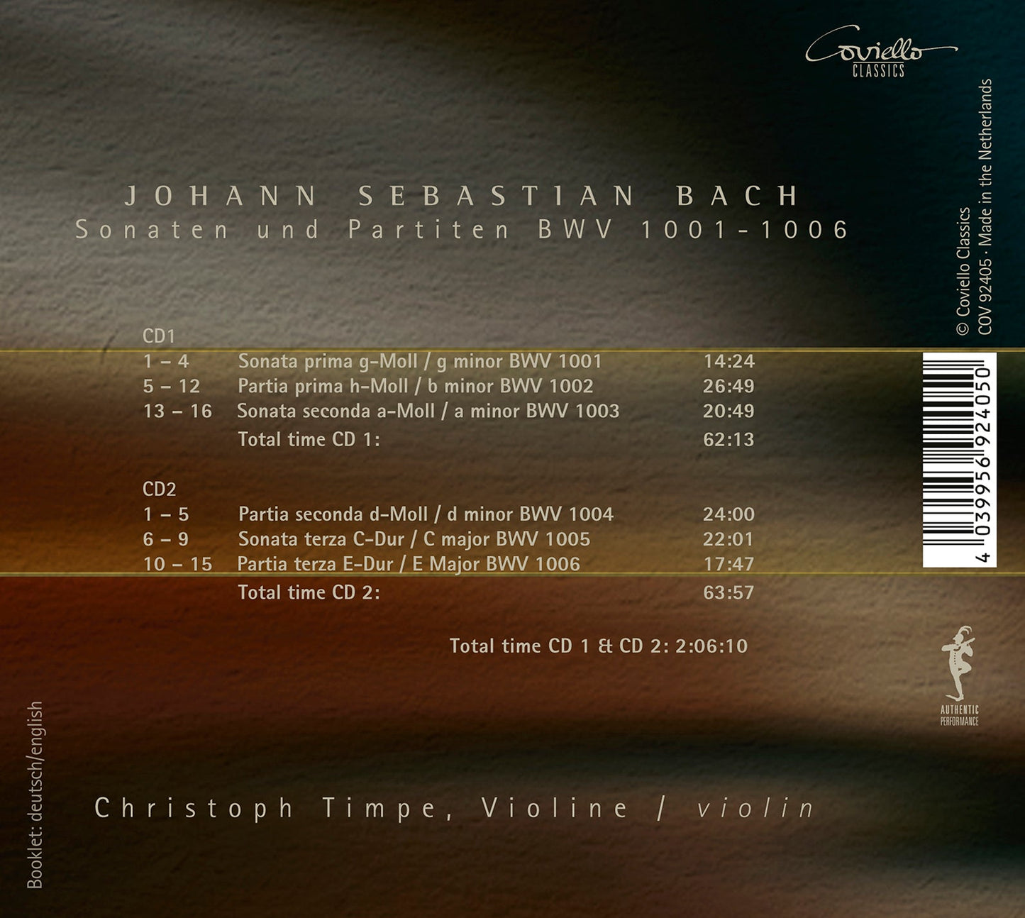 J.S. Bach: Sonatas & Partitas for Violin Solo, BWV 1001 - 10
