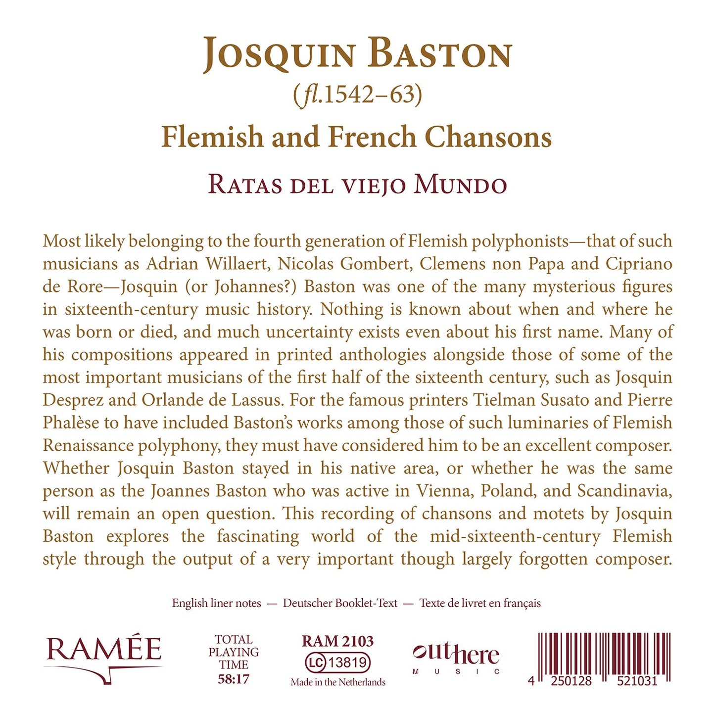 Baston: Flemish & French Chansons