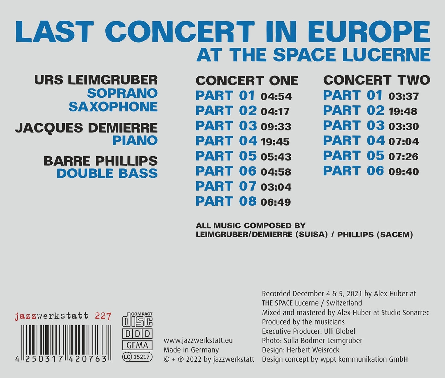 Demierre, Leimgruber & Phillips: Last Concert In Europe At T