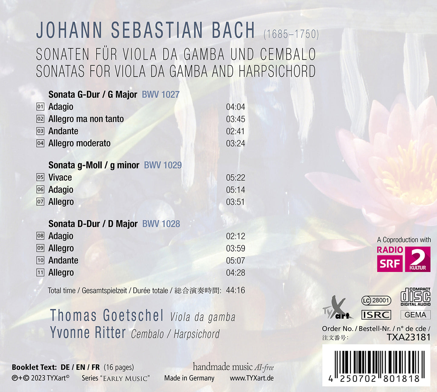 Bach: Viola da Gamba Sonatas, BWV 1027, 1028 & 1029