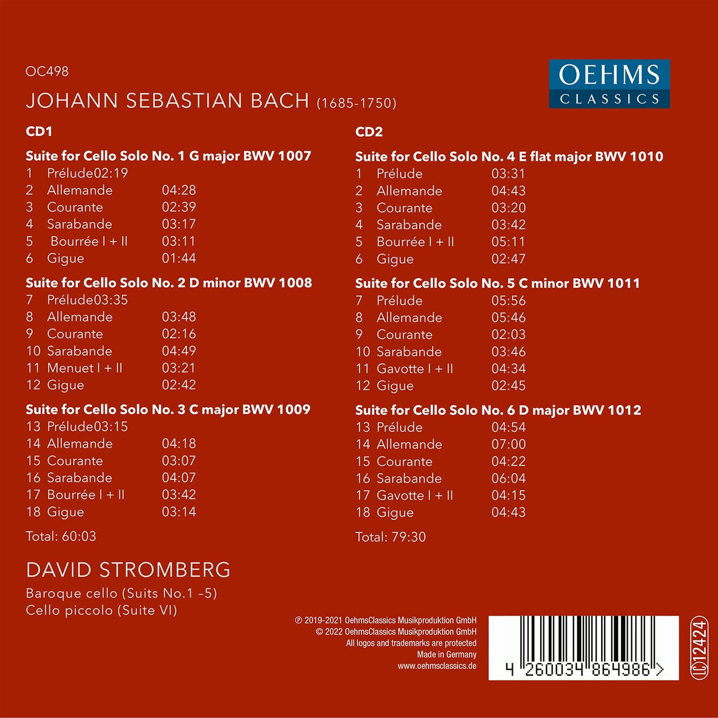 J.S. Bach: Suites for Cello Solo
