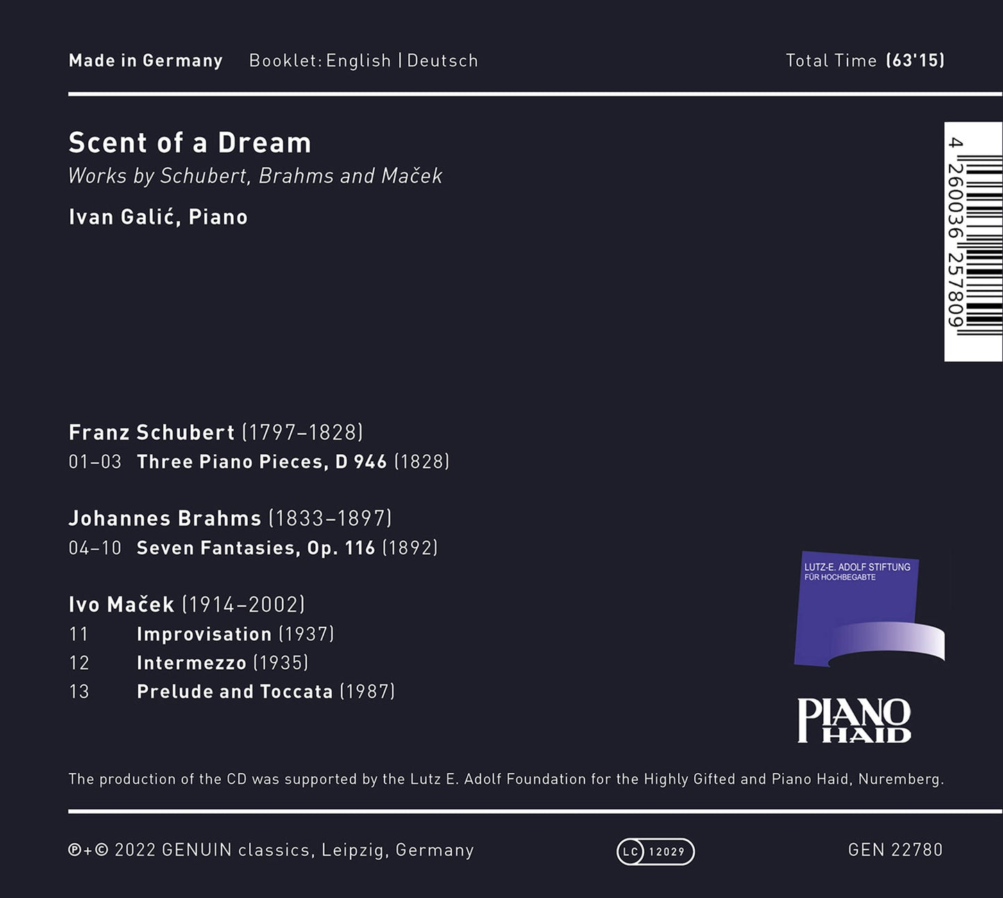 Brahms, Macek & Schubert: Scent of a Dream