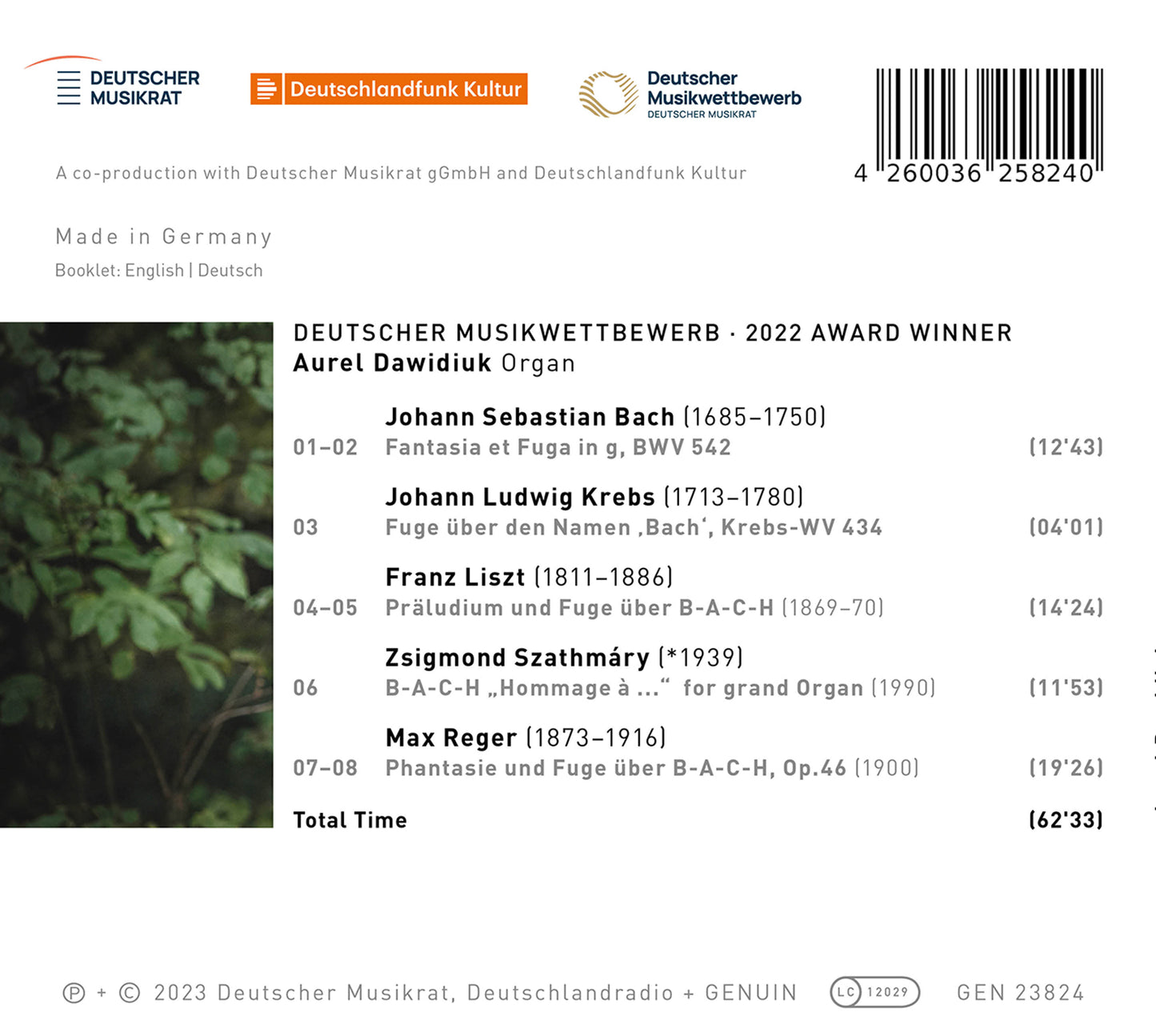 J.S. Bach, Krebs, Liszt, Szathmary & Reger: B-A-C-H "Hommage